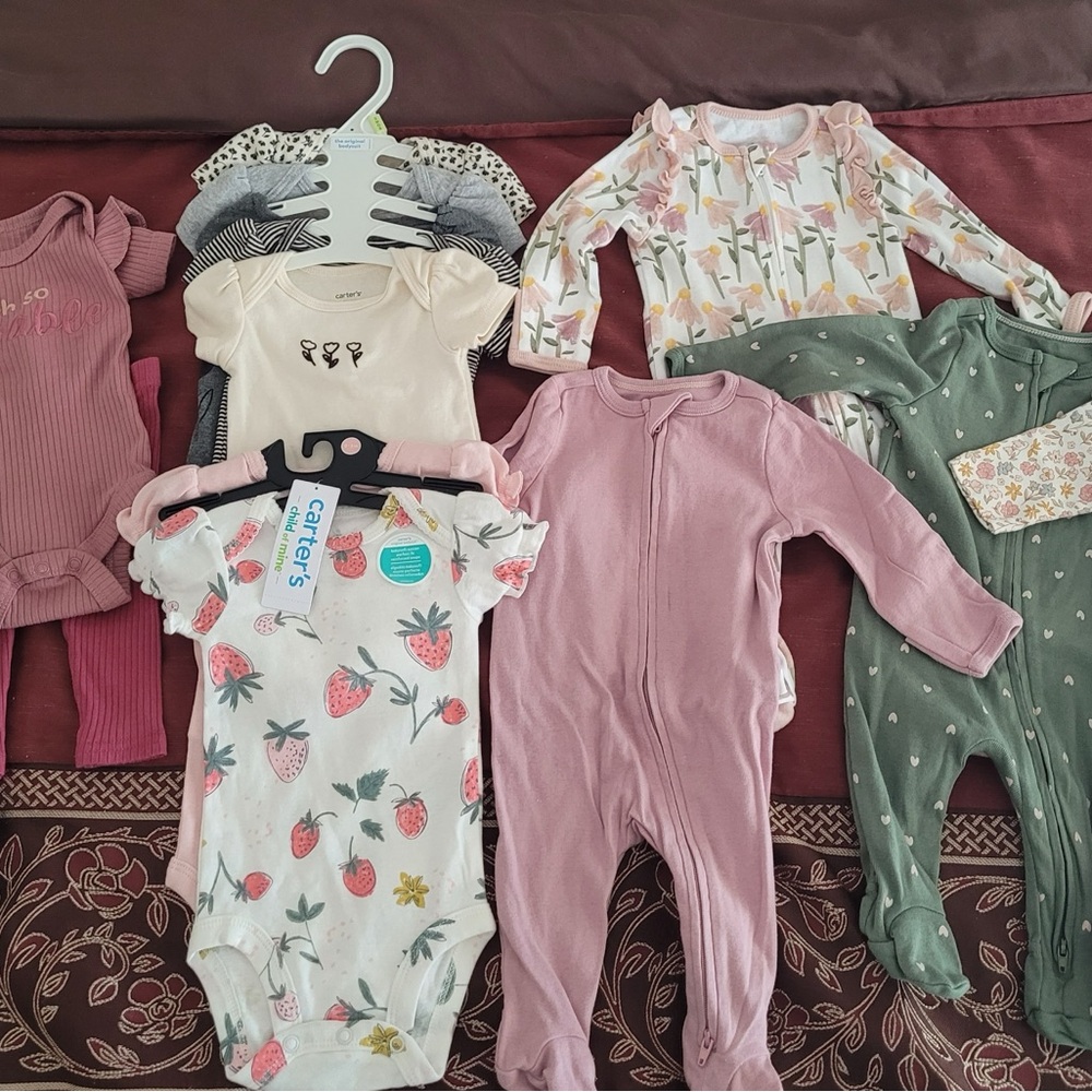 Carter's Pink and White Strawberry Bodysuit